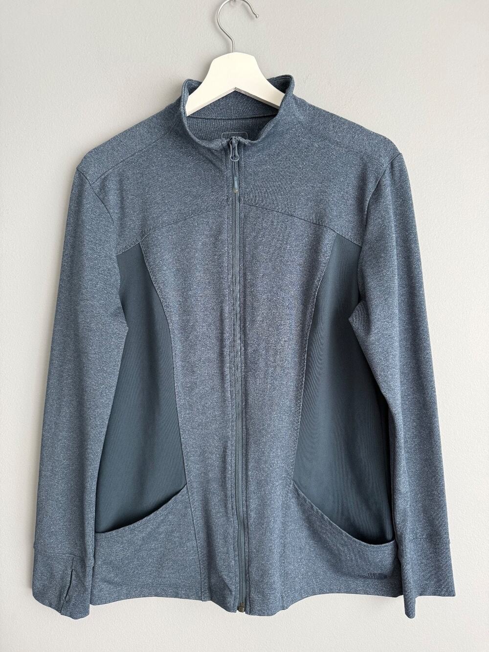 The North Face Women's L Gray Colorblock Full Zip Jacket Athletic Sporty Chic